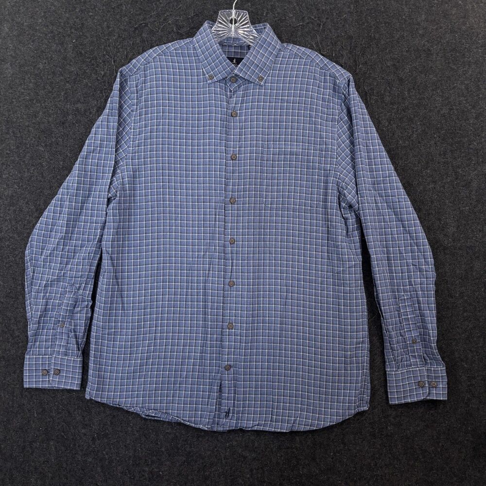Johnnie-O Top Shelf Cowee Shirt Men's Large Malibu Blue Check Button Down
